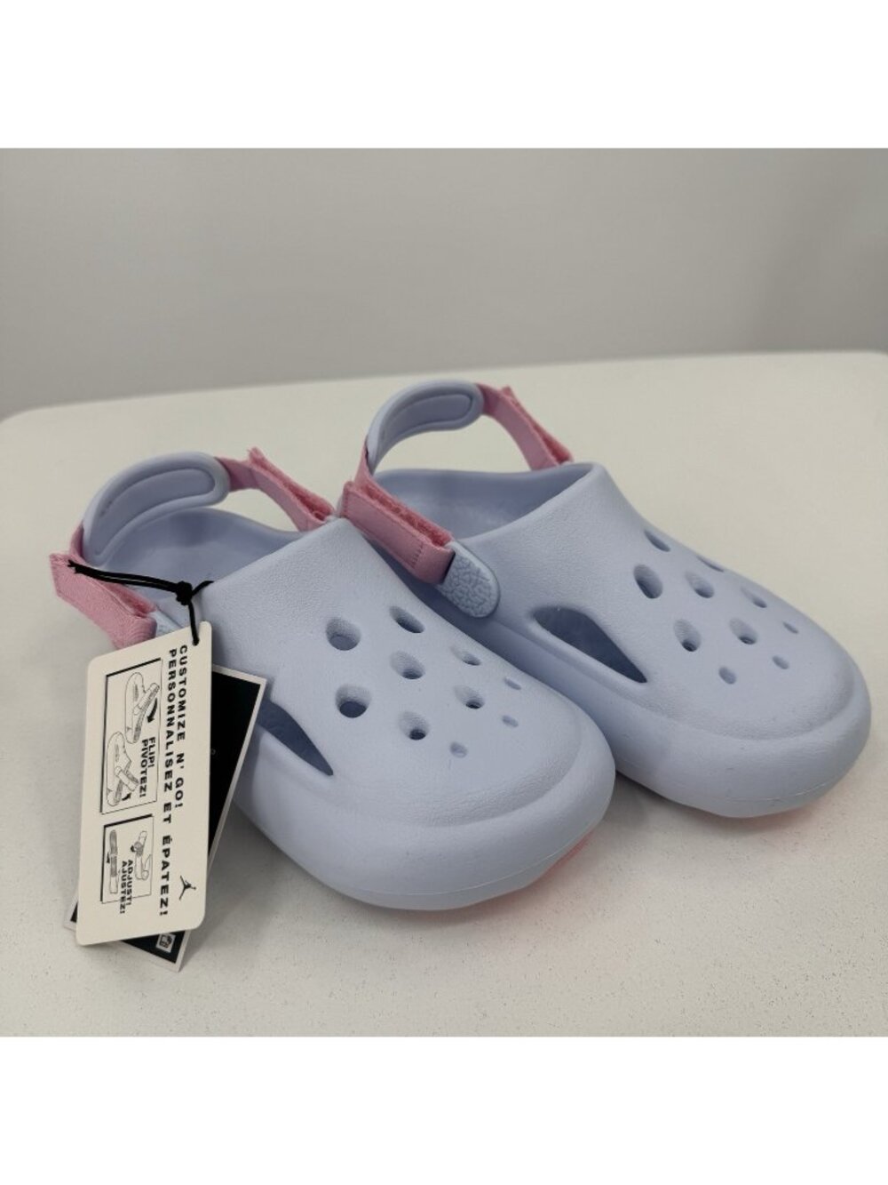 Jordan Girl's Hydrip Slide Sandals 8C Blue/Pink Slip-on Clogs Adjustable Strap